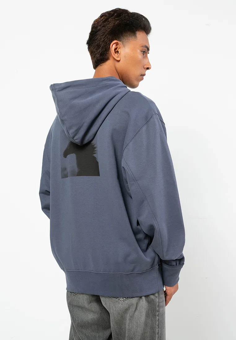 Худи Calvin Klein Sport, тяжелый футер, молния, темно-синий — фото 2