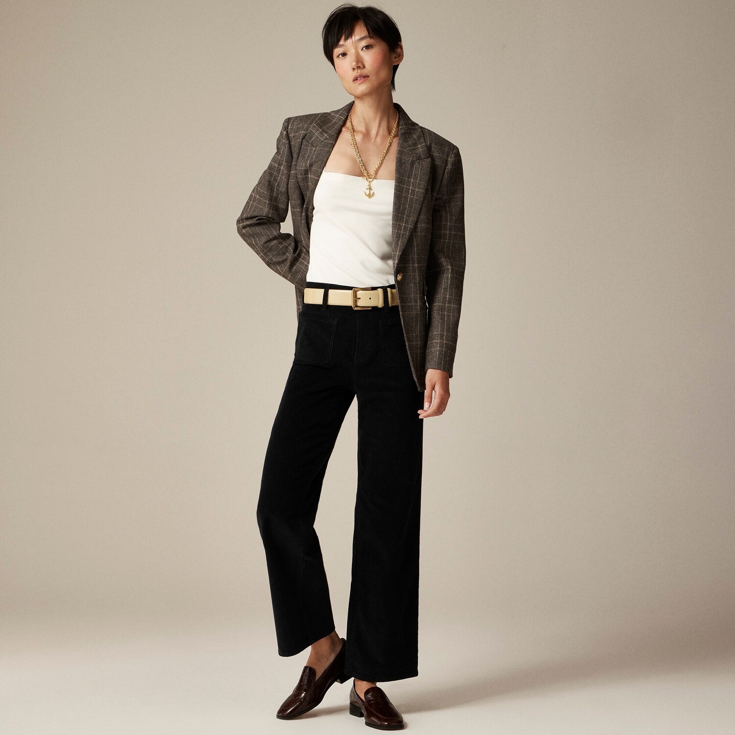 

Узкие широкие брюки Sailor из эластичного вельвета J.Crew, черный