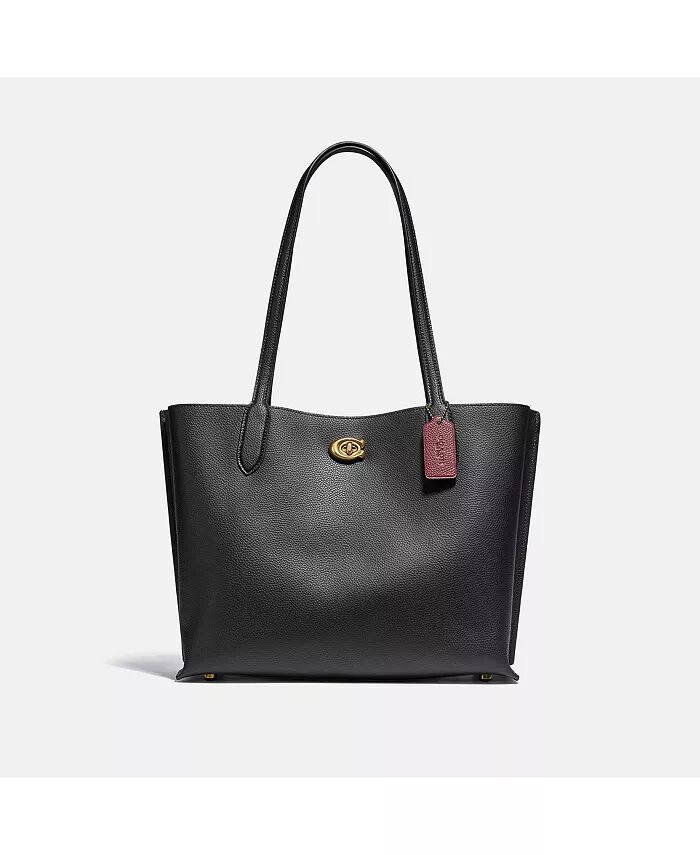 

Сумка Willow из полированной кожи Pebble с внутренним карманом на молнии COACH, черный