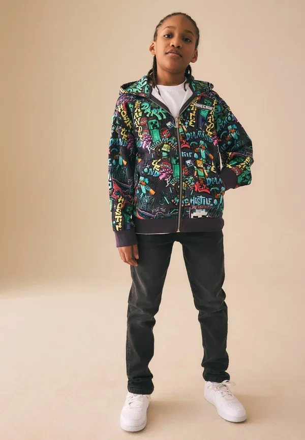 Толстовка с капюшоном и молнией Next, Regular fit minecraft stone zip through hoodie, фиолетовый