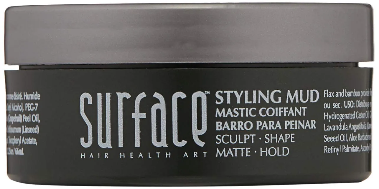 Средство для укладки волос SURFACE Hair Men Styling Mud - Лен и бамбук обеспечивают гибкие и прочные волокна для придания формы, моделирования и фиксации матовой укладки - 2,25 унции — фото 2
