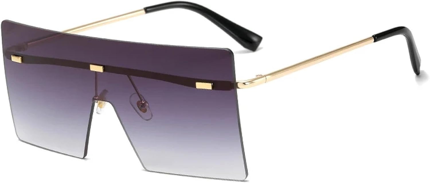 

Металлические солнцезащитные очки без оправы, цельные, женские и мужские, модные, роскошные, в стиле панк, большие солнцезащитные очки с защитой от УФ-излучения UV400 TKKTLLT, Gold Gradient Gray