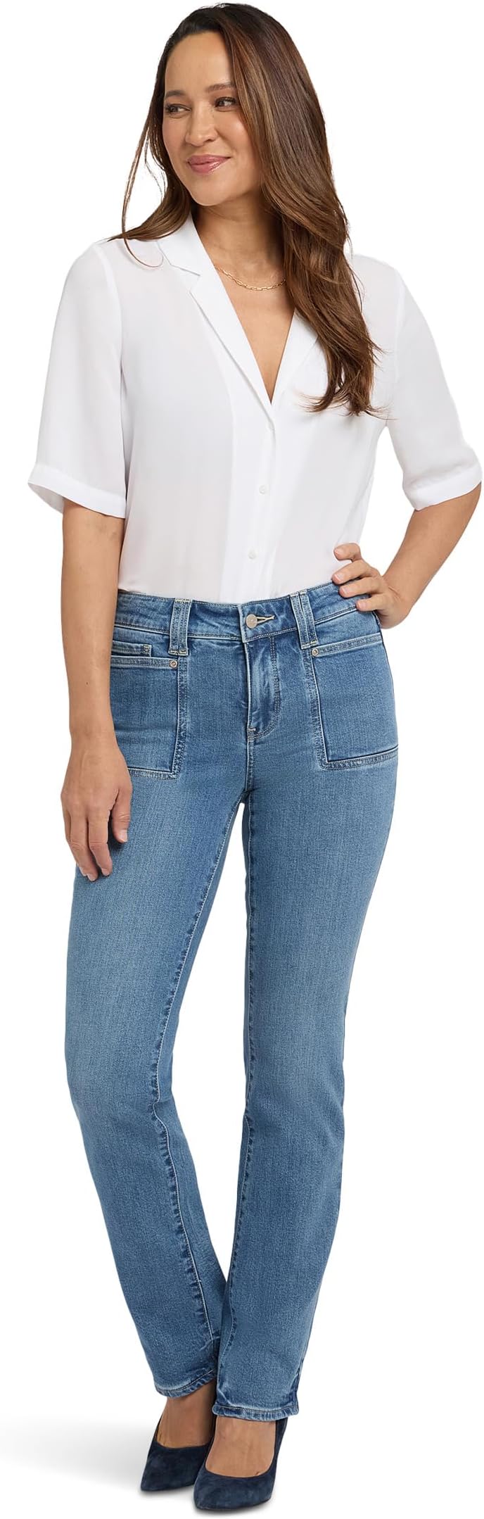 

Джинсы NYDJ Petite Marilyn Patch Pockets, цвет Bastille Sea