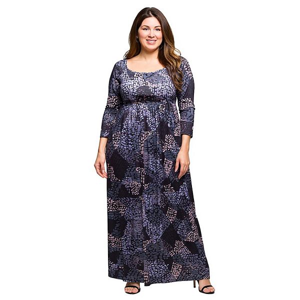 

Платье макси с длинным рукавом и завышенной талией Plus size 24Seven Comfort Apparel, Gray Multi