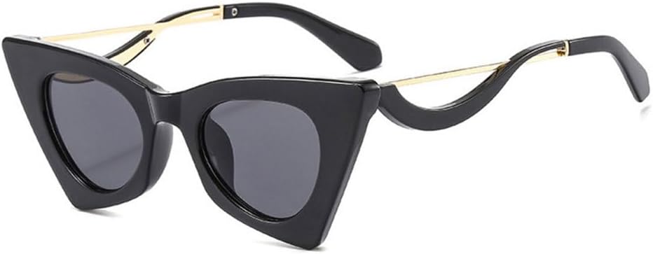 

Модные уникальные солнцезащитные очки «кошачий глаз» для женщин, ретро-очки, яркие очки с защитой от УФ-излучения UV400 для мужчин, оправа конфетных цветов MTZJH, Black Gray