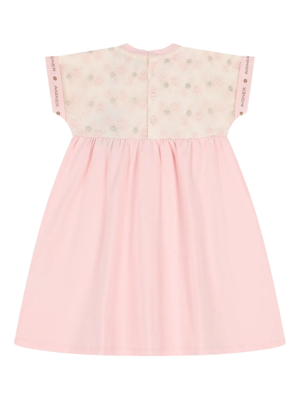 Платье с вышитым цветочным принтом Aigner Kids, розовый — фото 2