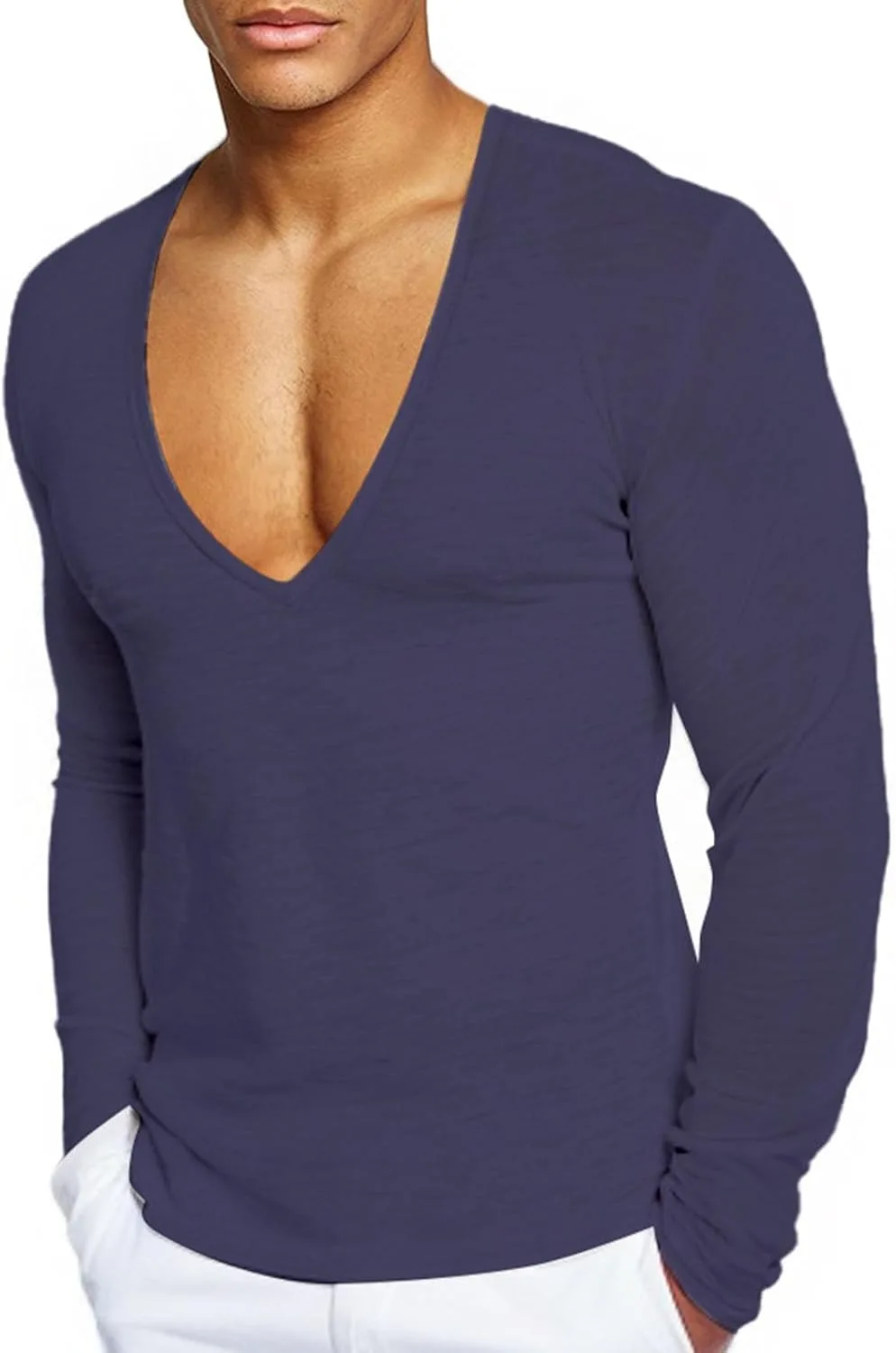 

Мужская футболка с глубоким V-вырезом, Slim Fit, хлопок Xiaojmake