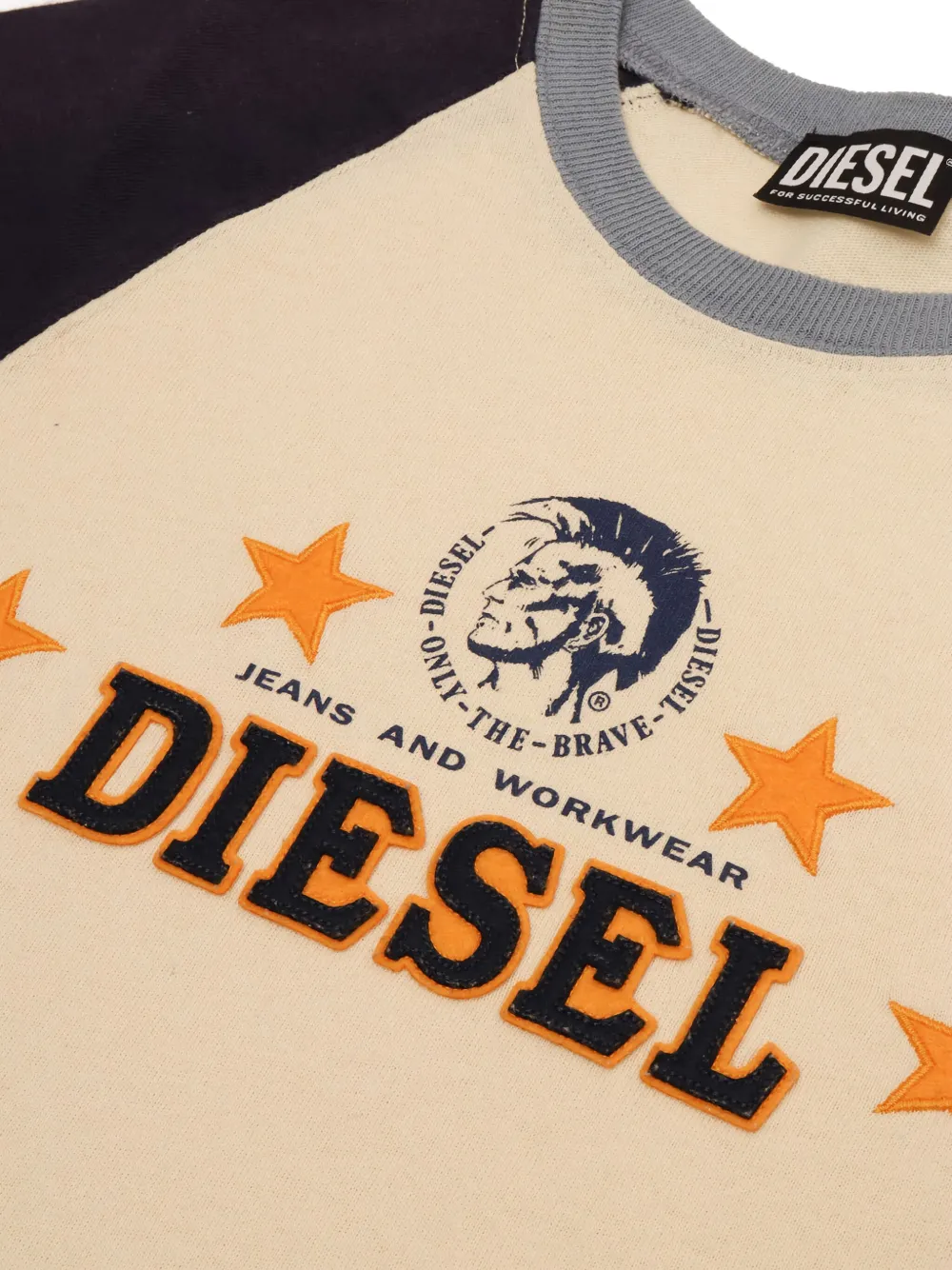 Футболка с рукавами реглан и логотипом Diesel Kids, нейтральный — фото 3
