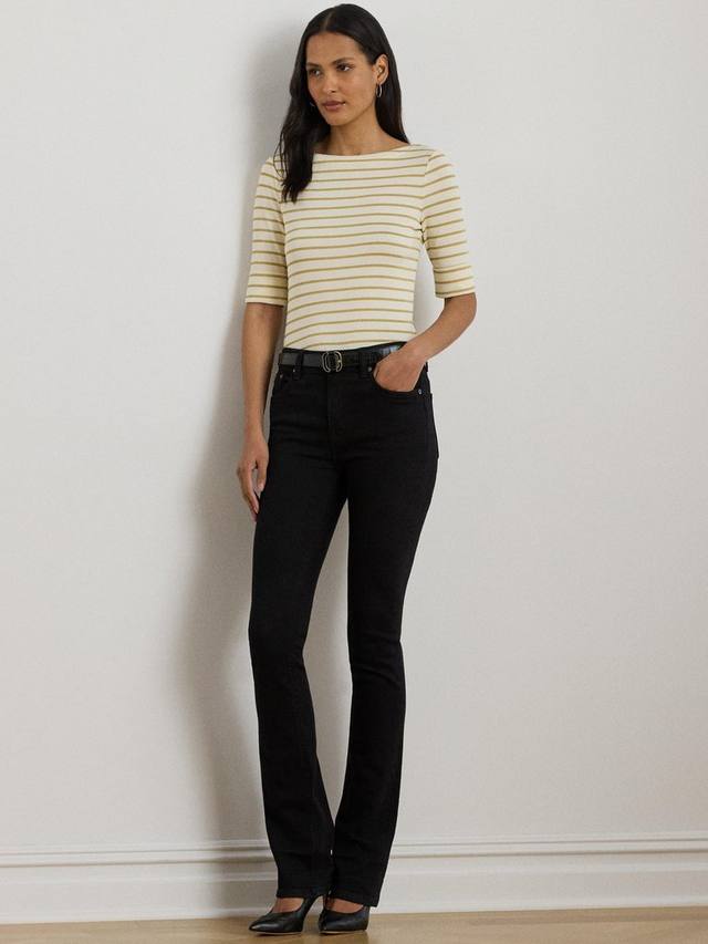 

Футболка Lauren Judy с металлическим принтом и лодочкой из хлопковой смеси Ralph Lauren, Cream/Gold