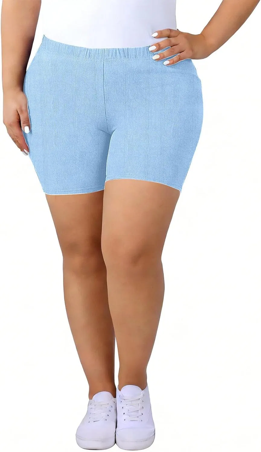 Активные шорты высокие ребристые Light Blue — фото 4