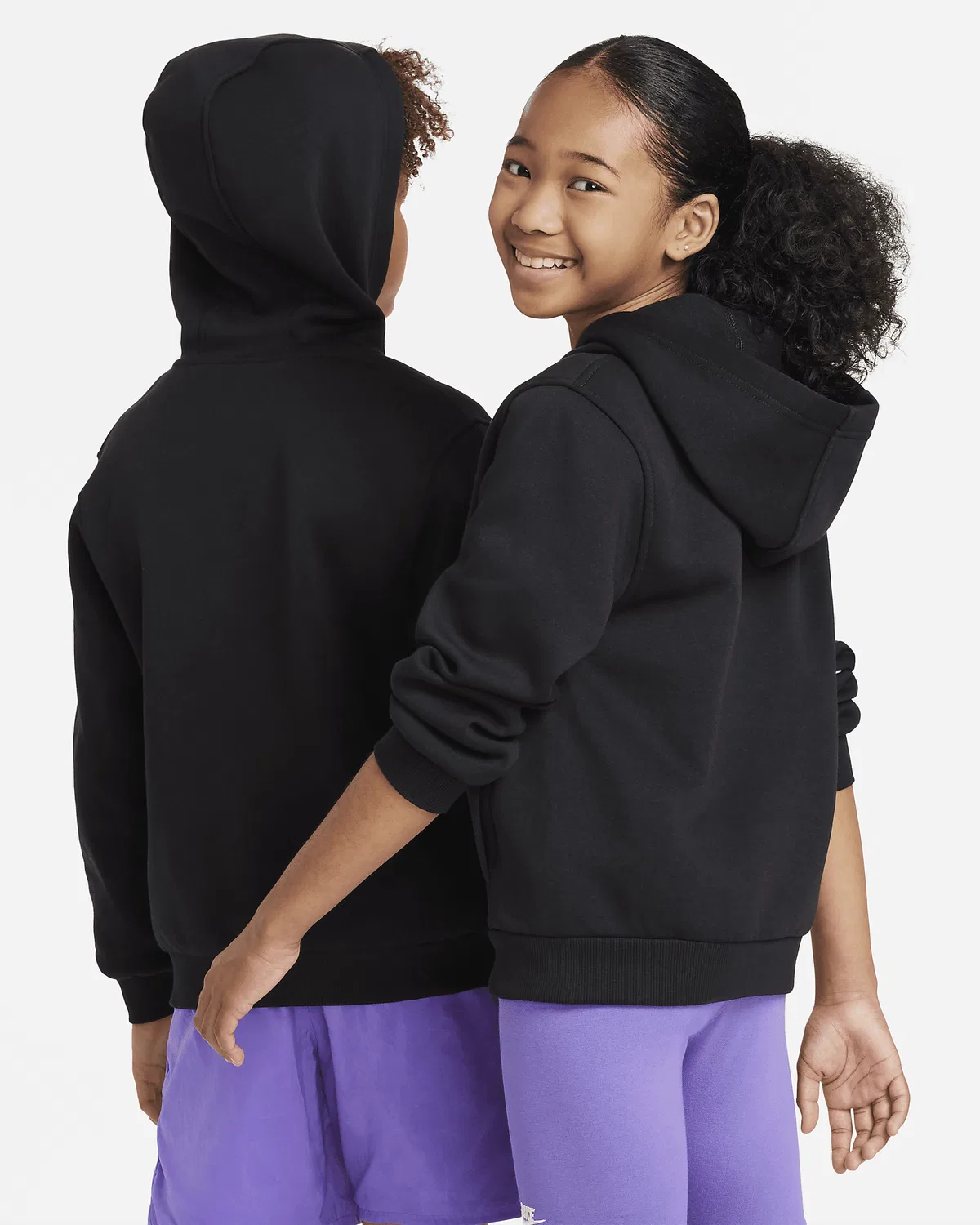 Детская худи Nike Sportswear Club Fleece на молнии, Black/White — фото 2