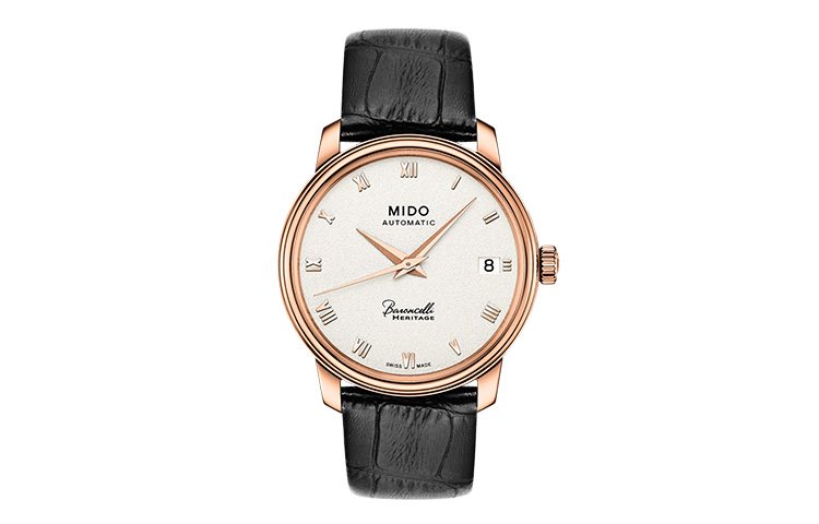 

MIDO Часы Baroncelli Automatic Mechanical Movement Men's Watch Watch 39mm White Dial Stainless Steel Case Leather Strap, White