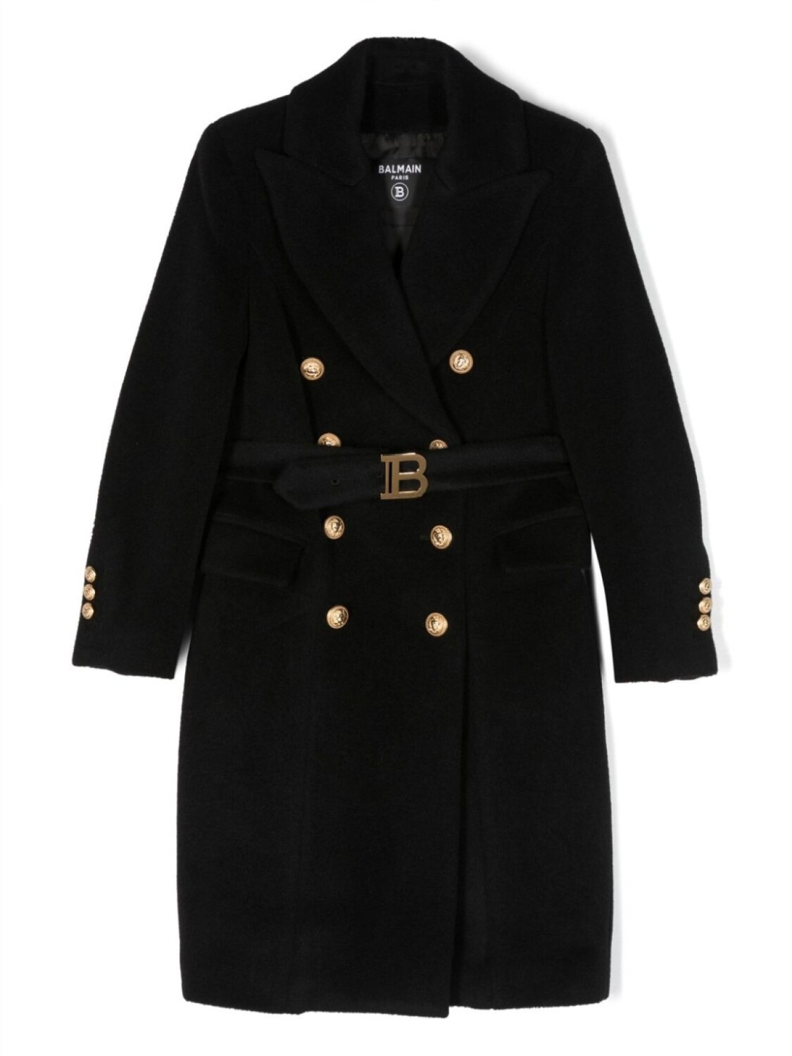 

Balmain Kids двубортное шерстяное пальто, черный