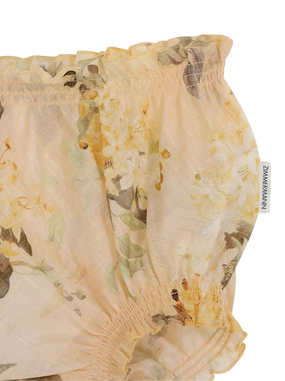 Цветочные блумеры с каскадным принтом ZIMMERMANN Kids, желтый — фото 4