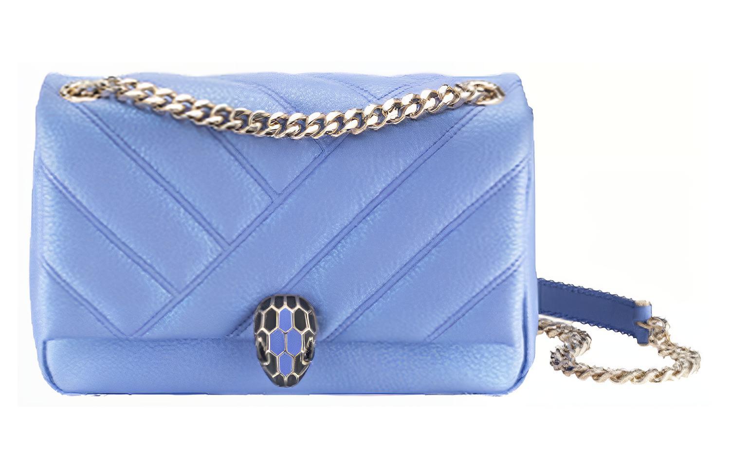 

Серпенти Кабошон Женская Плечевая Сумка из Овчины Лавандовая BVLGARI