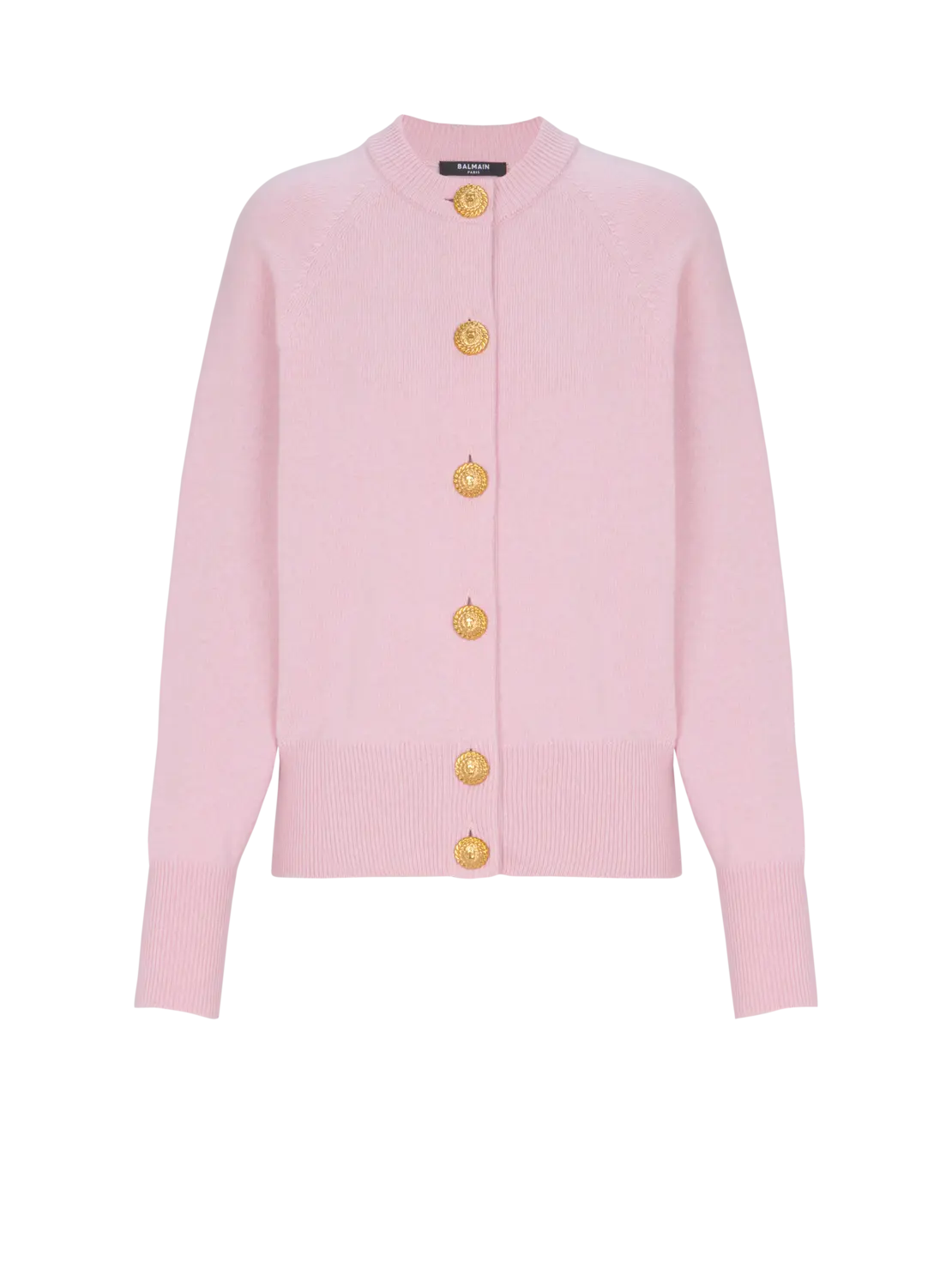 

Кардиган из эко-кашемира на пуговицах Balmain, серый/розовый