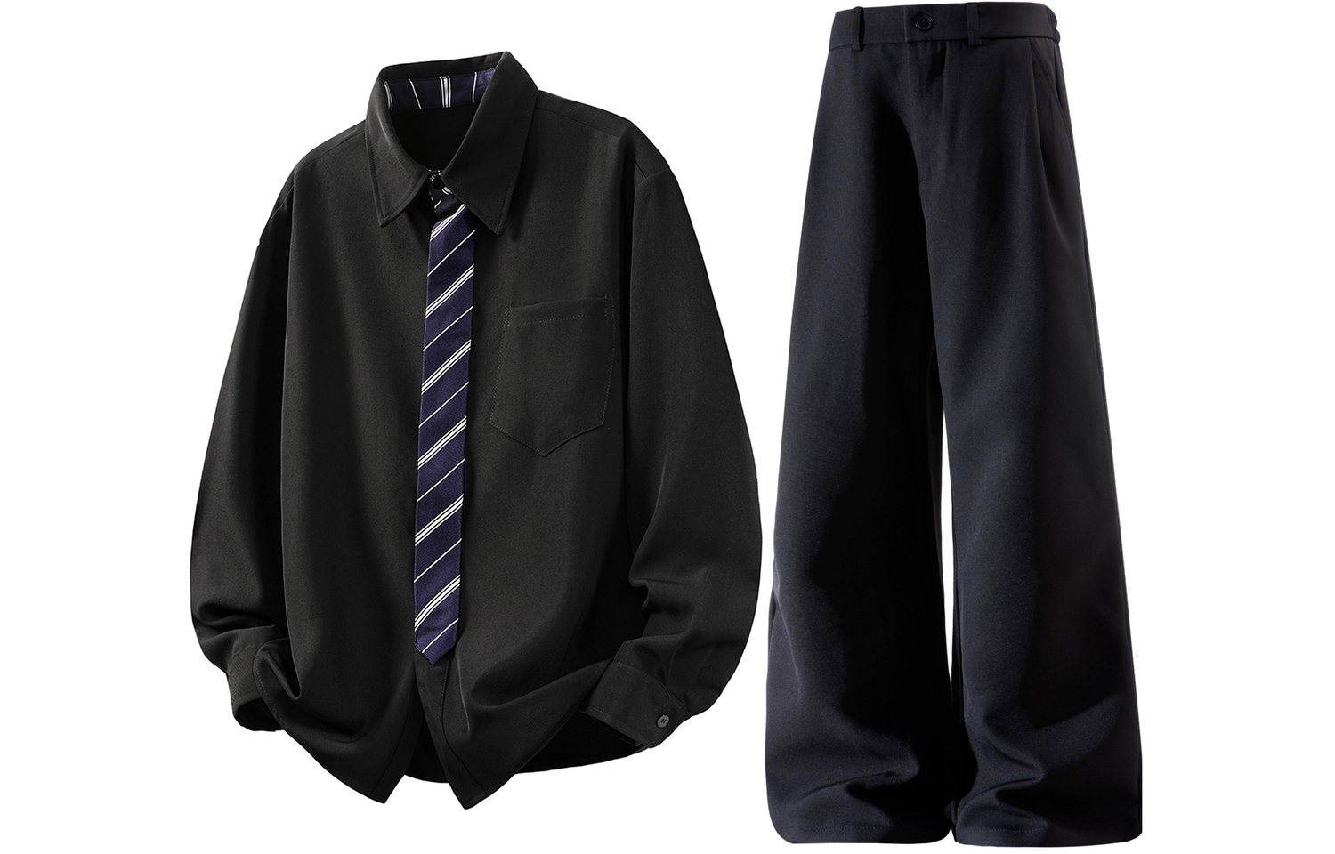 

Повседневная спортивная одежда Unisex с лацканом Moderate X1617, черный shirt+черный suit pants