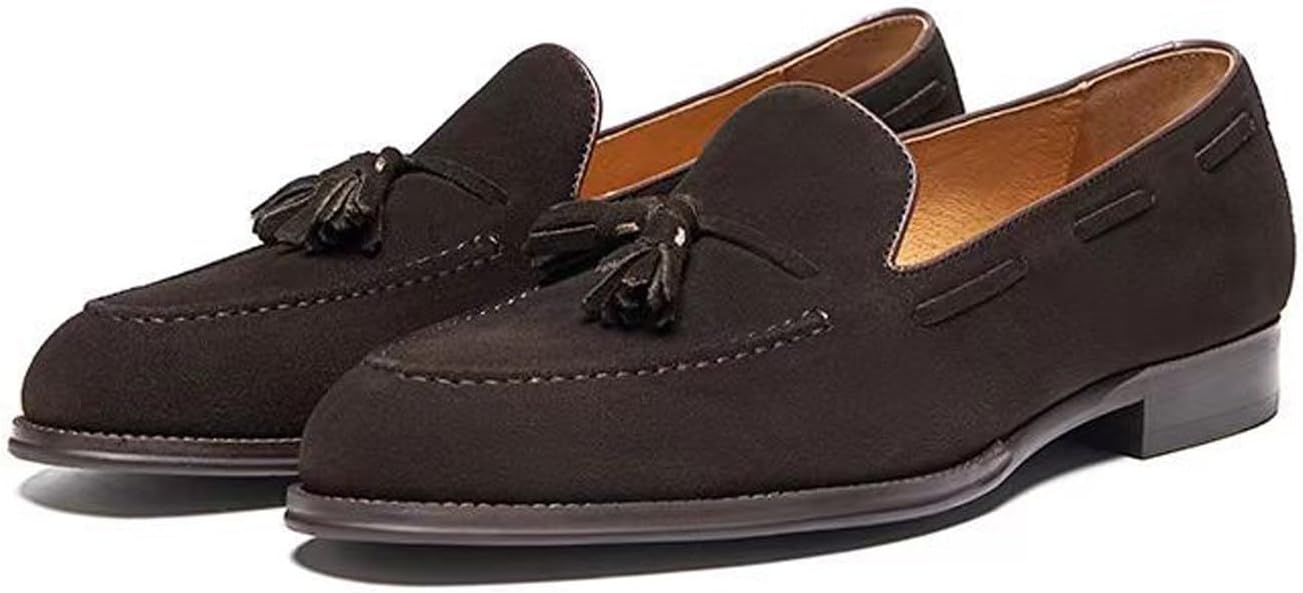 

Мужские лоферы Santimon с кисточками, туфли без шнуровки, повседневные и нарядные мокасины современного дизайна, из настоящей кожи, удобные и дышащие, модные туфли под смокинг для мужчин, Coffee