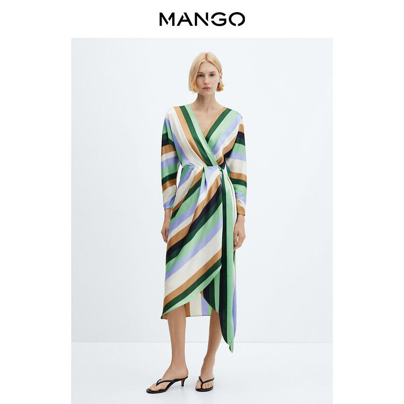 

Платье Mango с полосатым дизайном, светло-бежевый