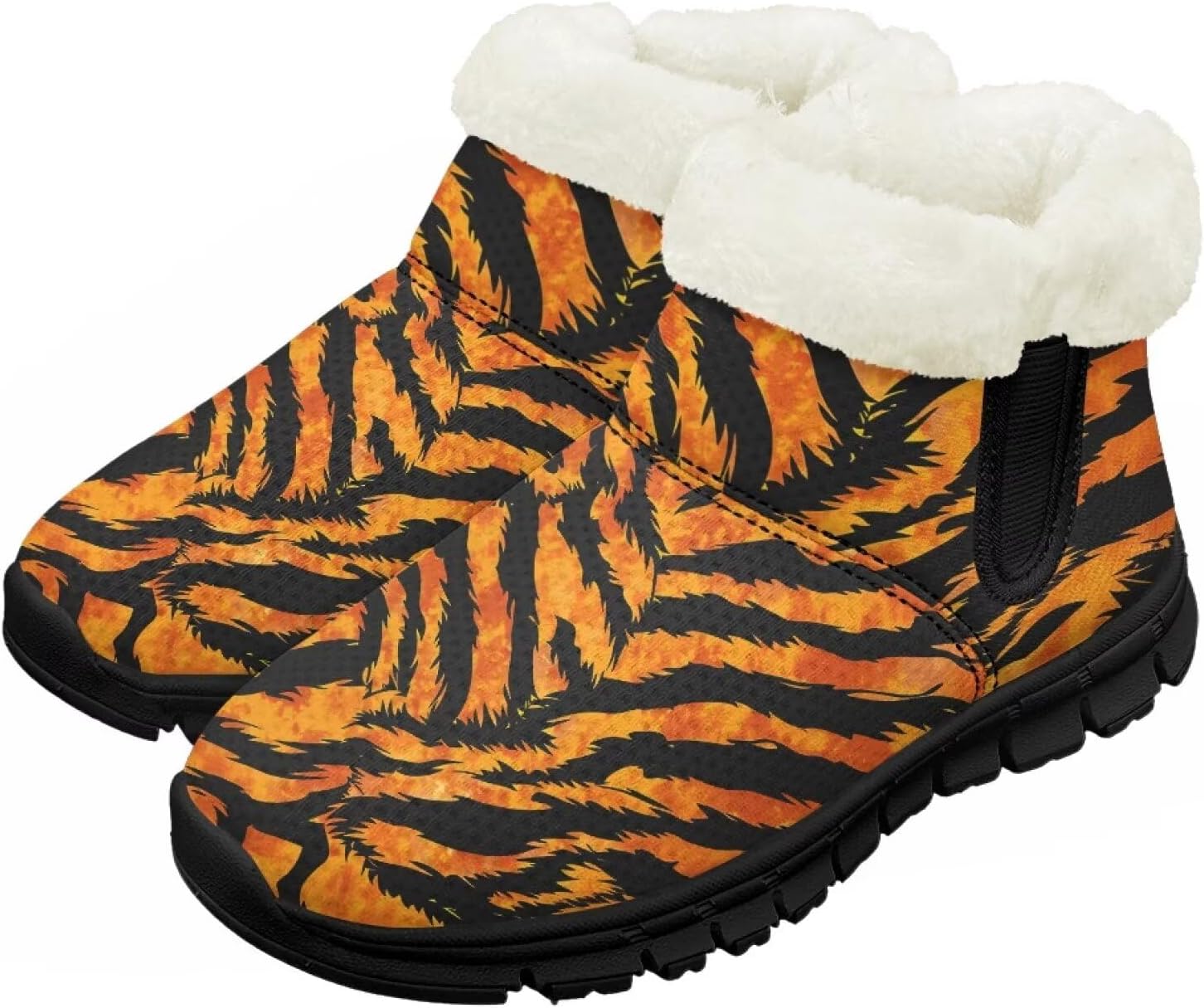 

Зимние сапоги Chririnla для девочек, детские сапожки для малышей и мальчиков, теплые обувь с меховой подкладкой, нескользящие модные короткие ботинки, Tiger Stripes