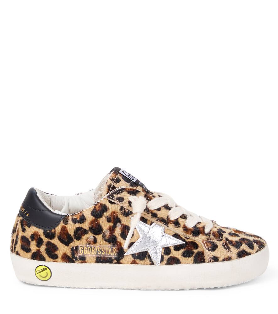 Кроссовки Super Star из телячьей кожи с леопардовым принтом Golden Goose Kids, Black And Brown Leo/Platinum — фото 3