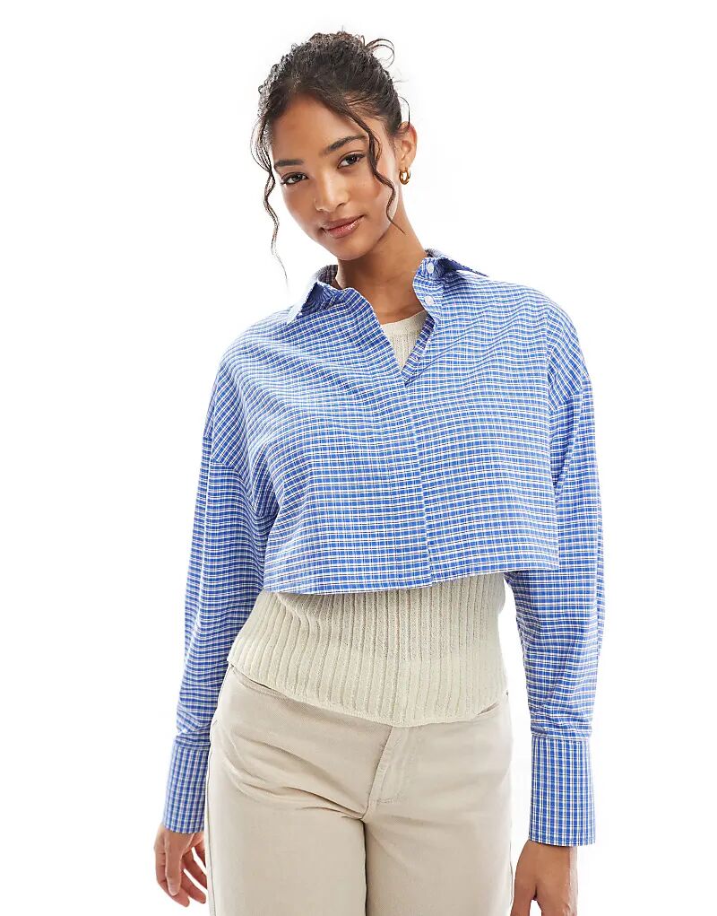 

Укороченная рубашка в мелкую клетку ASOS DESIGN