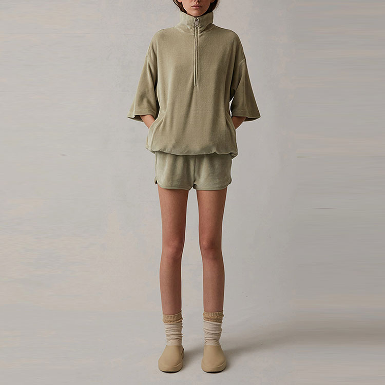 Пуловер (WMNS) Fear of God Essentials SS22 Velour Mockneck Pullover 'Sea Foam' FOG-SS22-225, зеленый — фото 3