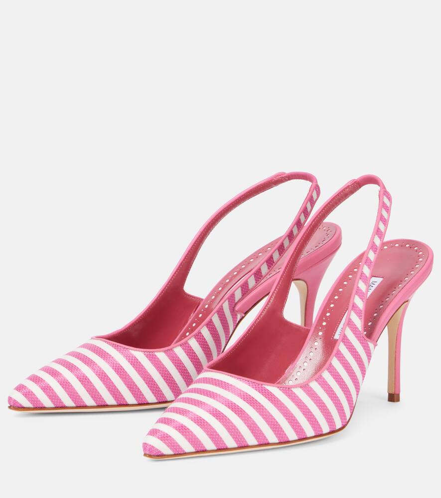 Allurafia 90 полосатые лодочки slingback Manolo Blahnik, 977B Ywov/6724 Bpnk — фото 4