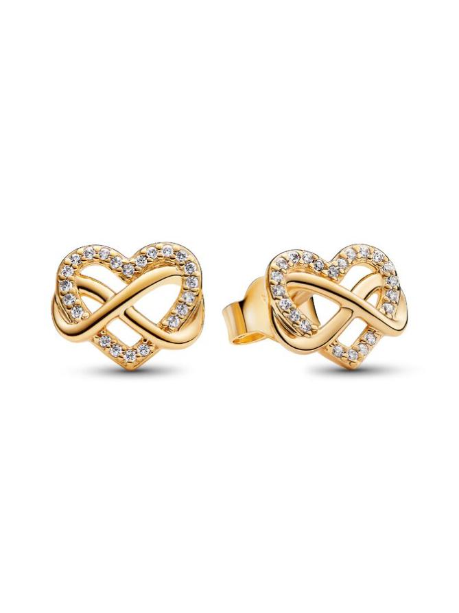 

Серьги Pandora Sparkling Infinity Heart Stud Earrings, золото