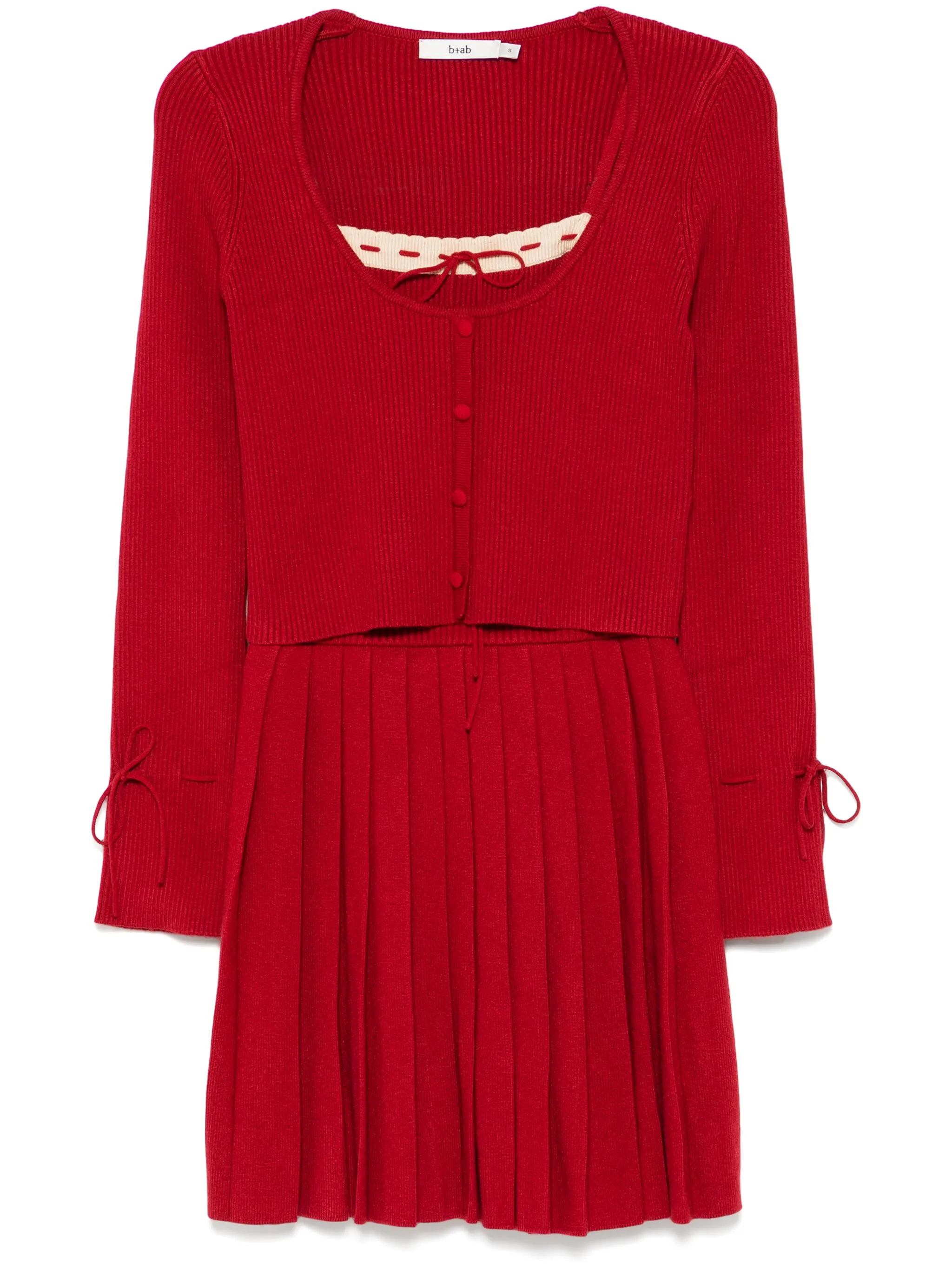 

Комплект из платья и кардигана в рубчик B+Ab, красный