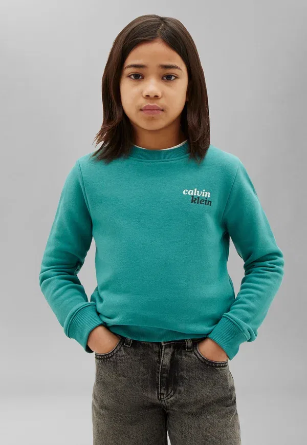 Свитшот Calvin Klein Jeans Seasonal logo front back, цвет Северное море — фото 2