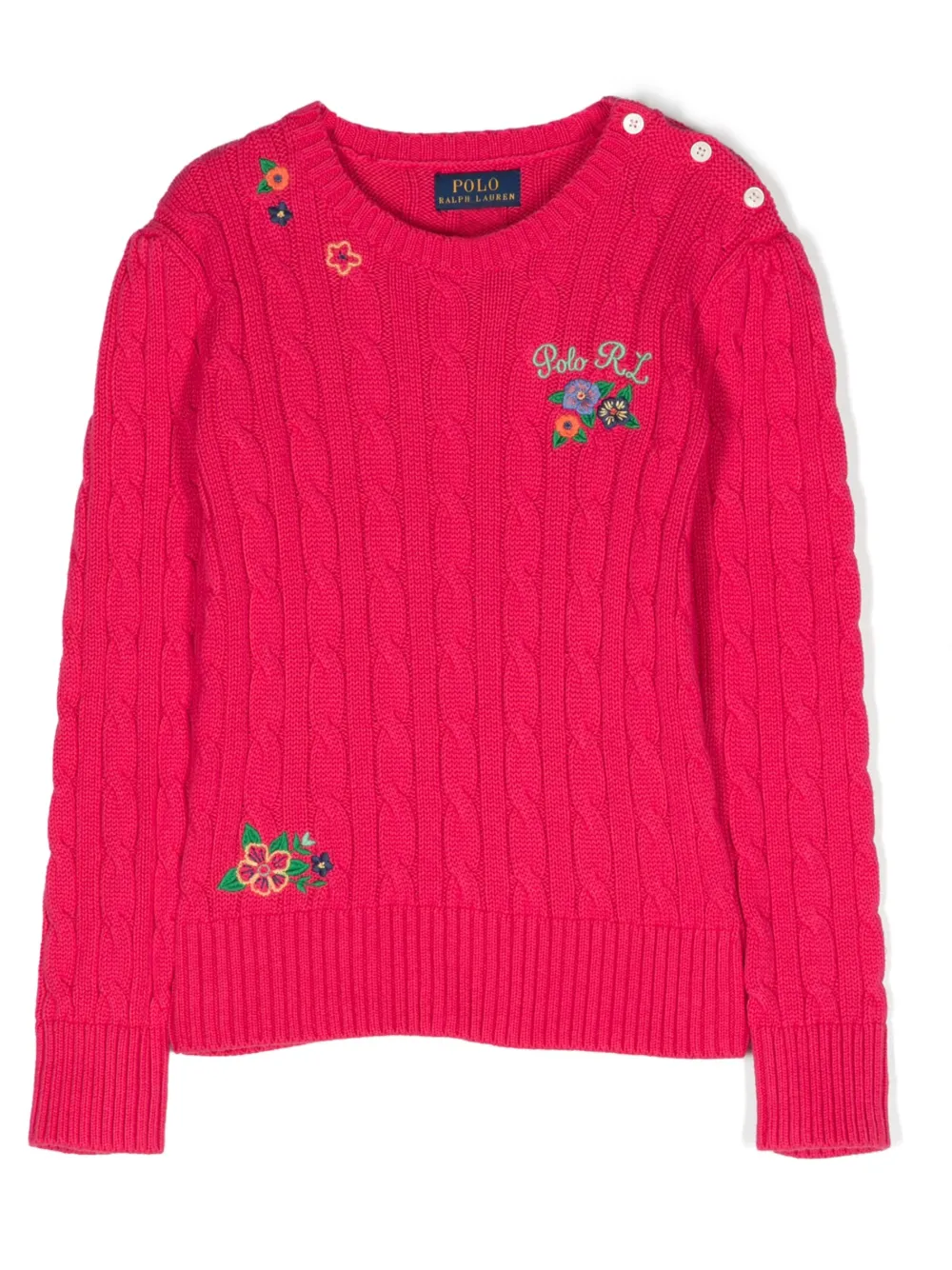 

Джемпер фактурной вязки с вышивкой POLO RALPH LAUREN KIDS, розовый