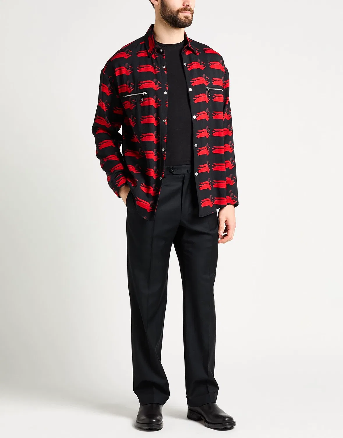 Рубашка мужская BURBERRY шерстяная классическая черный — фото 2