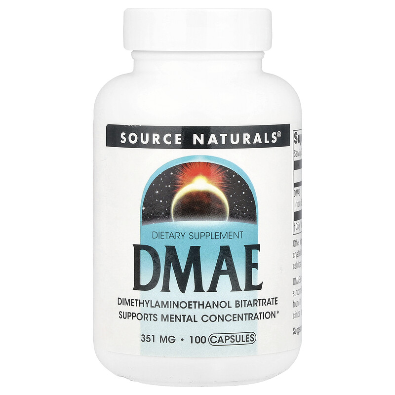 

Source Naturals, ДМАЭ, 351 мг, 100 капсул