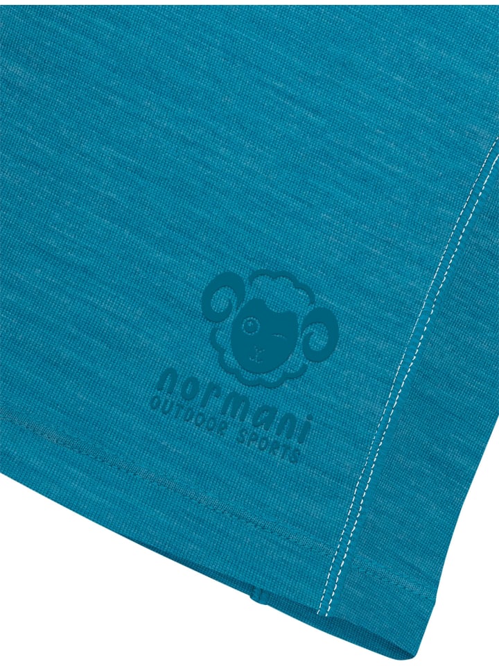 Normani Outdoor Sports Детская футболка с длинным рукавом из мериносовой шерсти с застежкой-молнией на четверть длины, модель Nyapari, синего цвета — фото 4