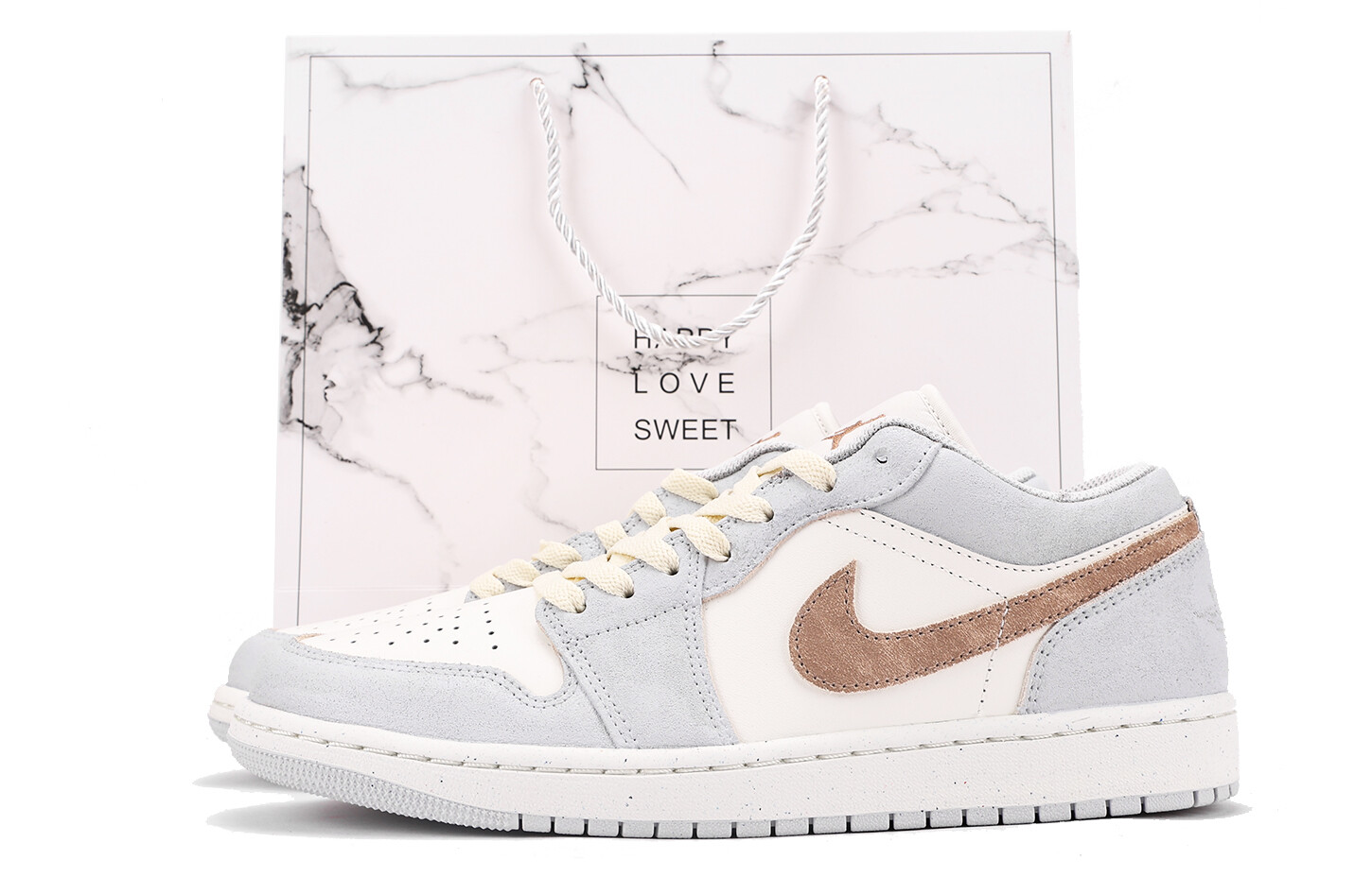 

Кроссовки Air Jordan 1 Vintage Basketball Shoes Unisex Low-top Gray/Brown, светло-серый