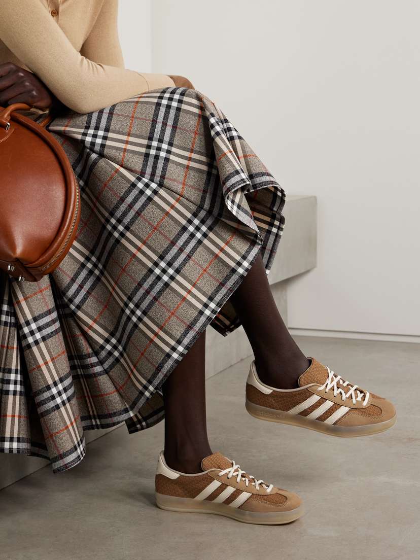 Кроссовки Gazelle для дома из нубука и жаккарда с кожаной отделкой Adidas Originals, коричневый — фото 2
