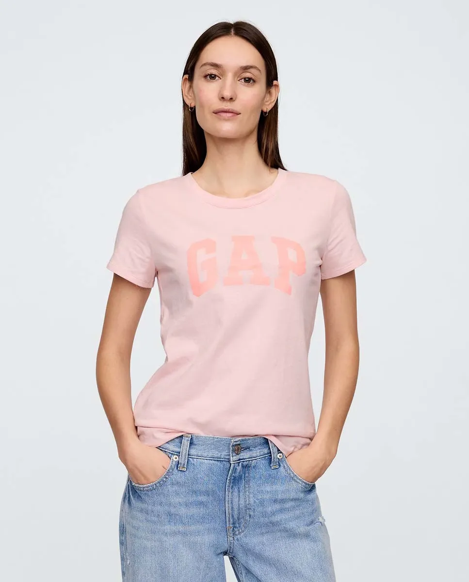 

Женская футболка с контрастным логотипом Gap, розовый