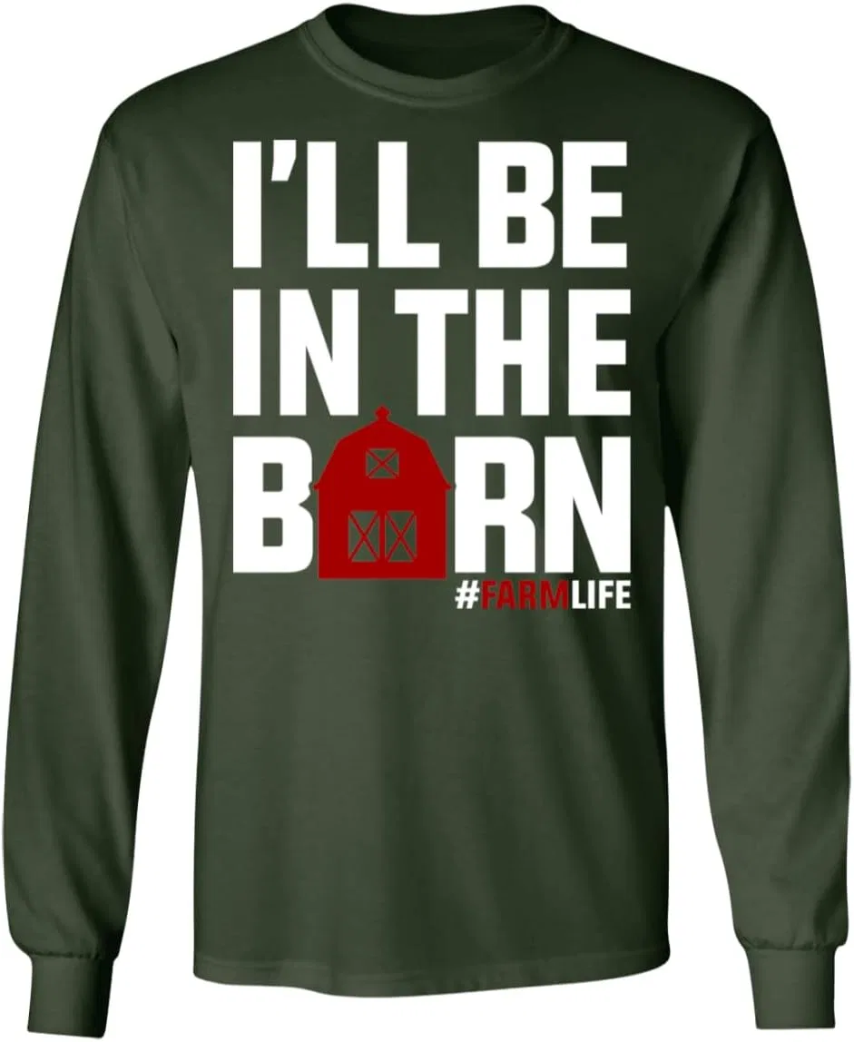 Юмористическая футболка с длинным рукавом "I'll Be in The Barn" Generic, Dark Heather — фото 2
