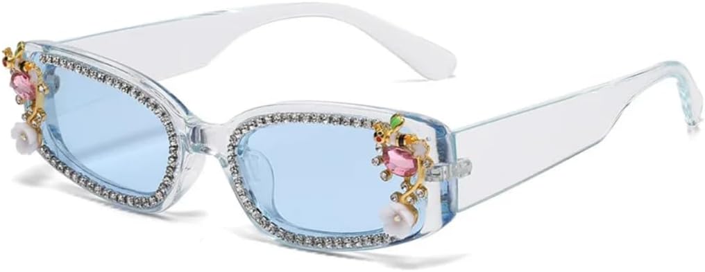 

Женские квадратные солнцезащитные очки Diamond Square, модные, роскошные, со стразами, повседневные, трендовые, конфетных оттенков, защита от УФ-излучения UV400 TVTBBVV, Blue-blue