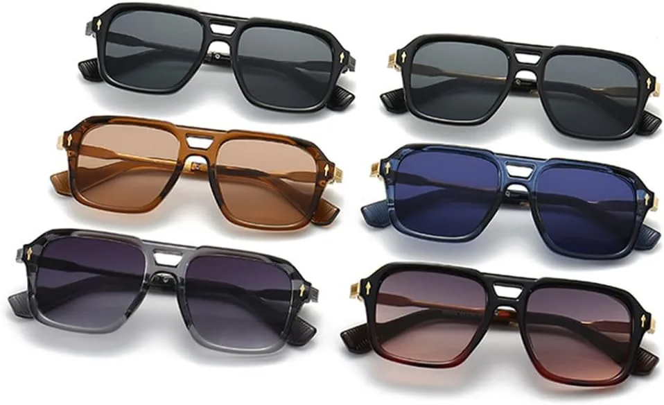 

Ретро солнцезащитные очки с двойной перемычкой для женщин и градиентным переходом цвета, модные мужские солнцезащитные очки UV400 HVTVTLA, Gray Gray Gradient