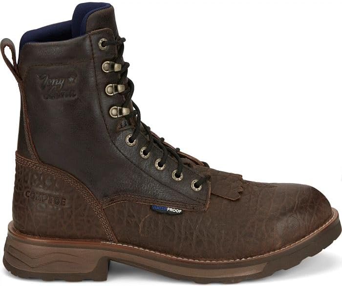 Мужские ботинки Tony Lama TW3431 High Plains 8 с водонепроницаемым носком и шнуровкой, коричневый — фото 2