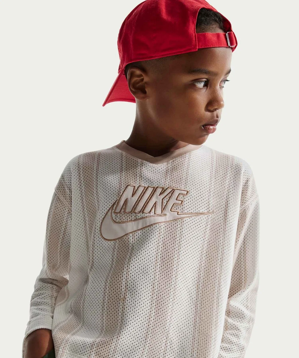 Джерси Nike Sportswear Collection для детей, длинный рукав, сетка, светло-орехово-коричневый — фото 4