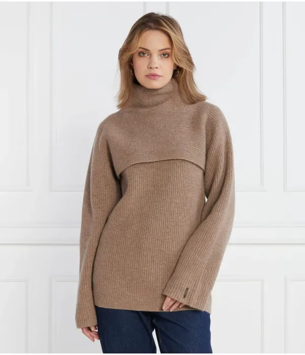Свитер с высоким воротником из переработанной шерсти regular fit Calvin Klein, коричневый — фото 3