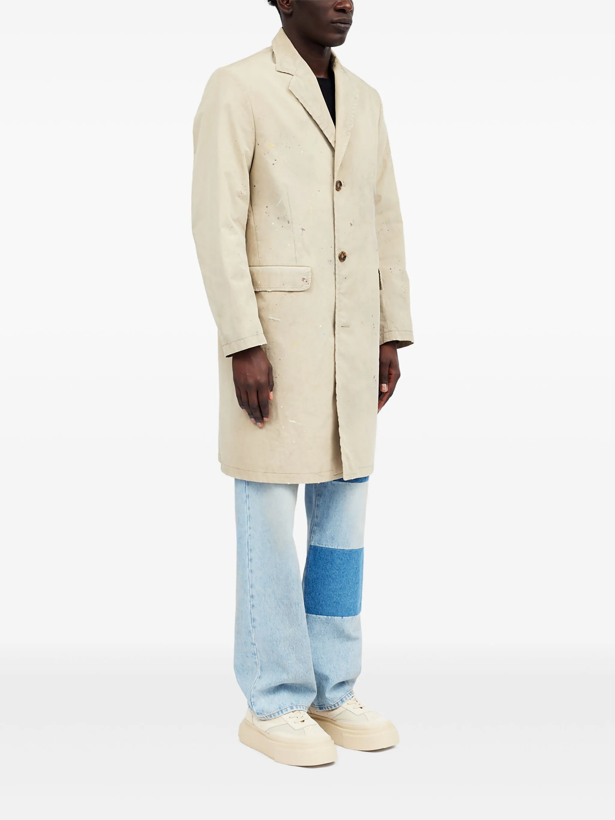 Пальто с эффектом разбрызганной краски Mm6 Maison Margiela, бежевый — фото 3