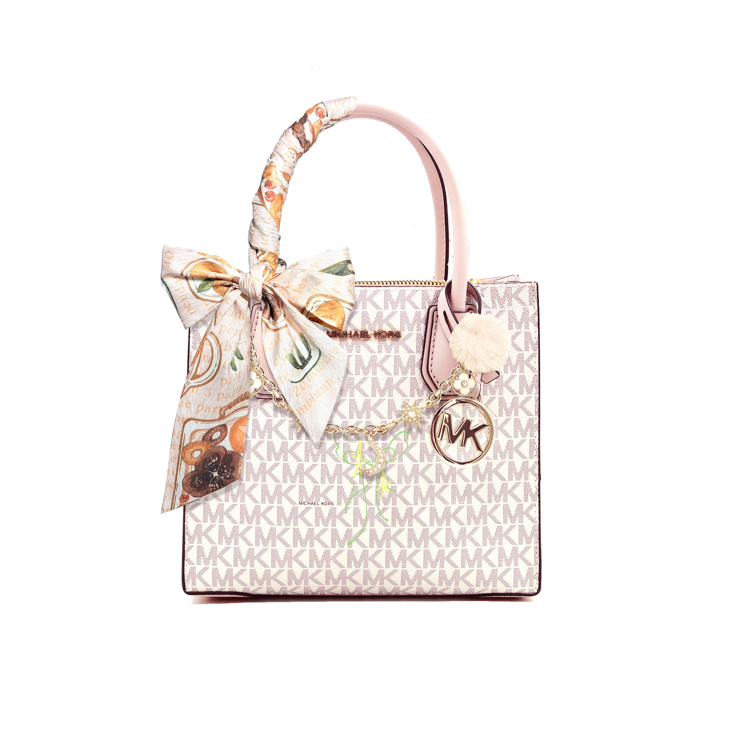 

MICHAEL KORS Кожаная сумка тоут из коровьей кожи Шоппер Наплечная сумка через плечо Одноплечевая сумка Унисекс светло-розовый, Green Wilderness Poetry Trail
