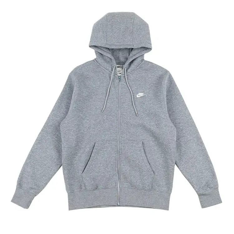 Худи Nike Club Fleece FZ 'Темно-серый меланж/Светло-дымчато-серый/Белый'