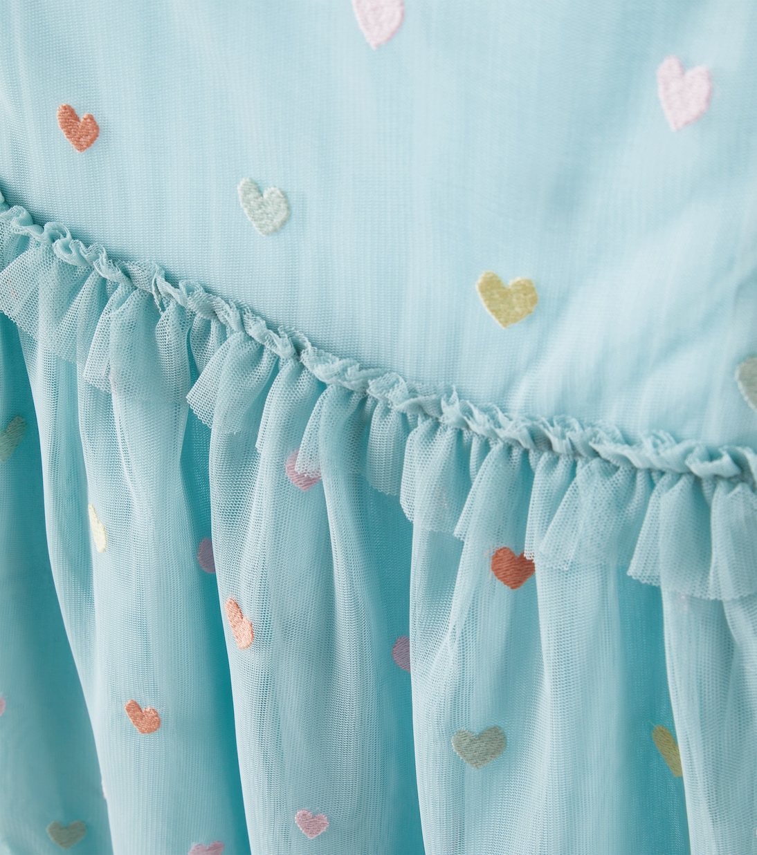Платье из вышитого тюля Stella McCartney Kids, Grigio/Multicolor — фото 2