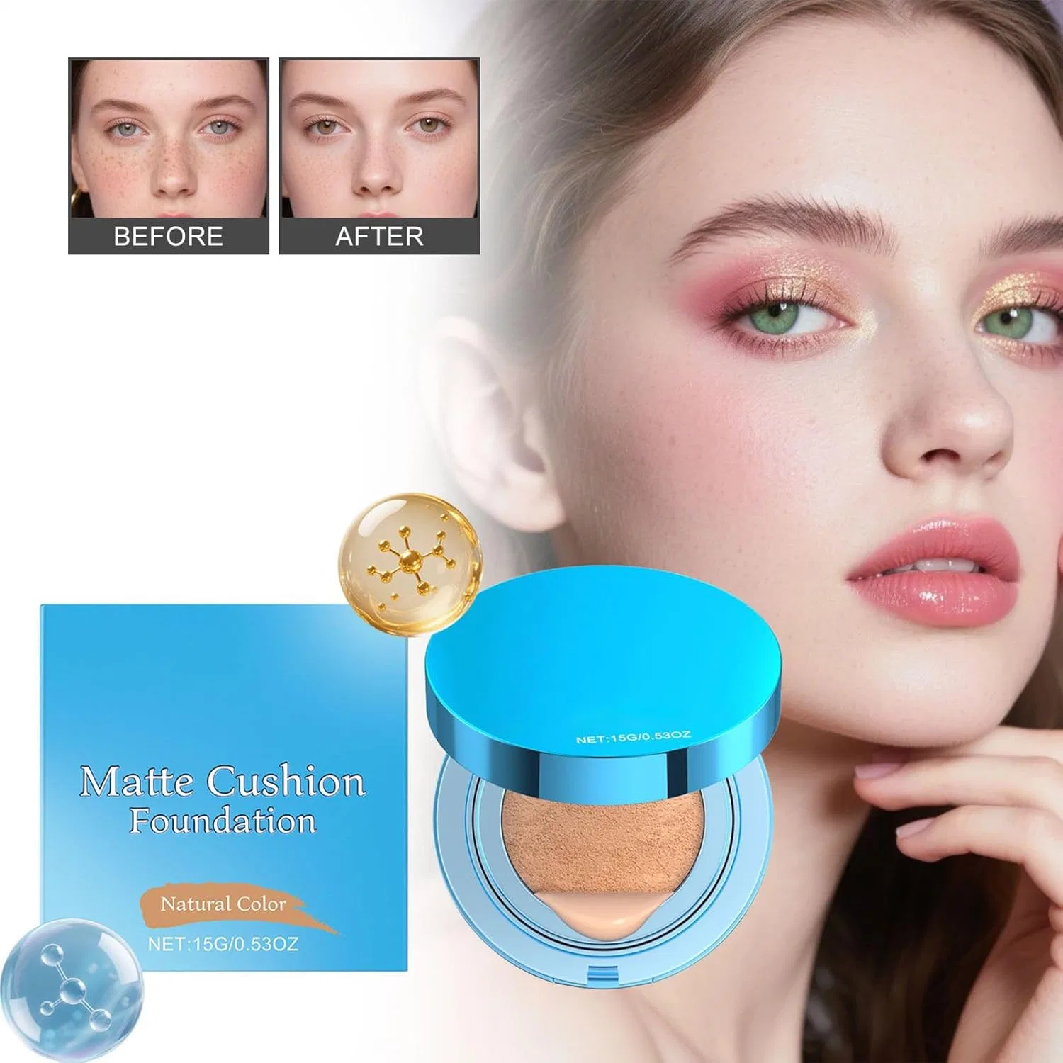 Тональная основа Air Cushion Makeup, матовое покрытие, Nature, 15 г — фото 3