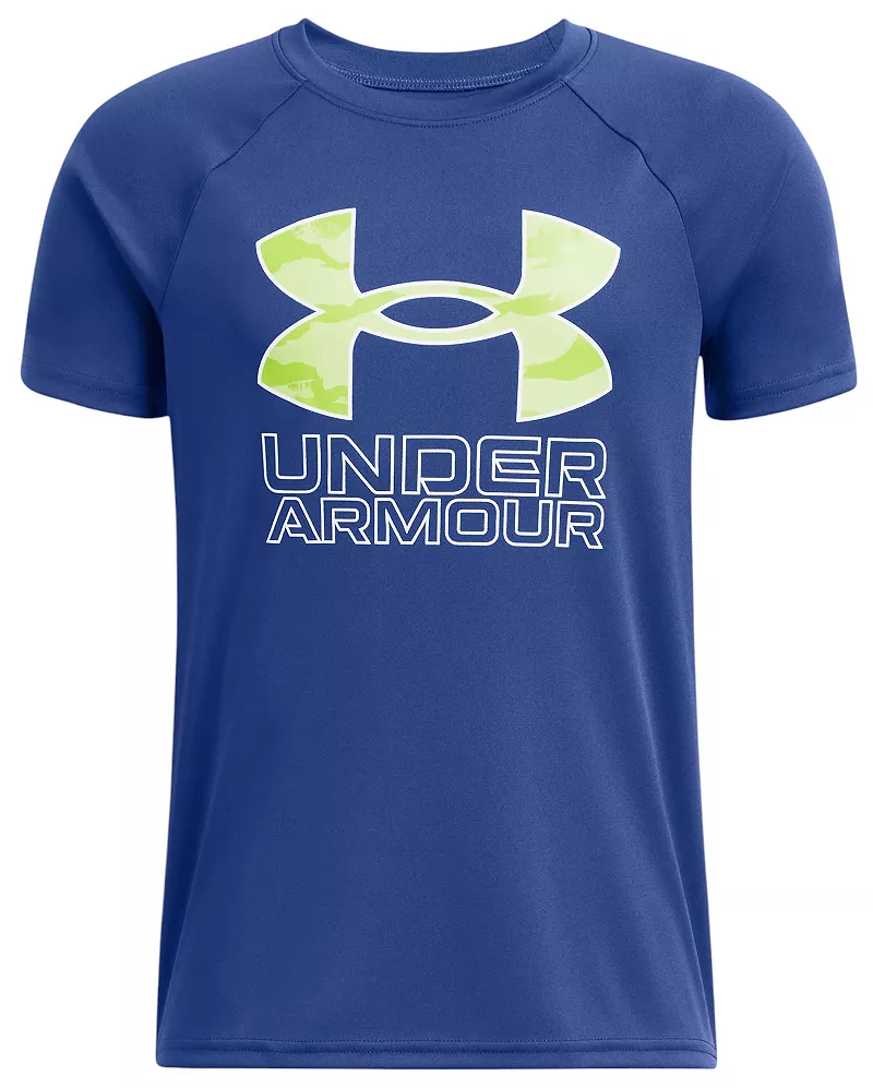 

Футболка с гибридным принтом Under Armour для мальчиков, цвет Tech Blue/Morph Green